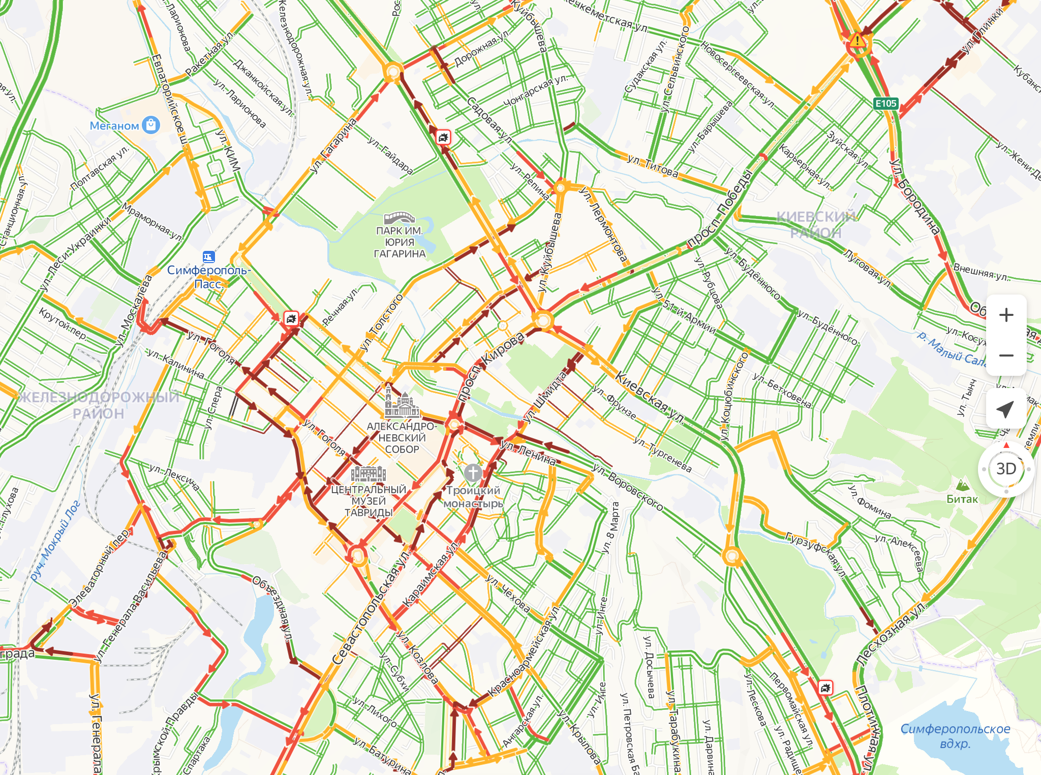 Карта симферополя с пробками сейчас