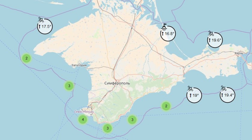 Карта температуры воды крым