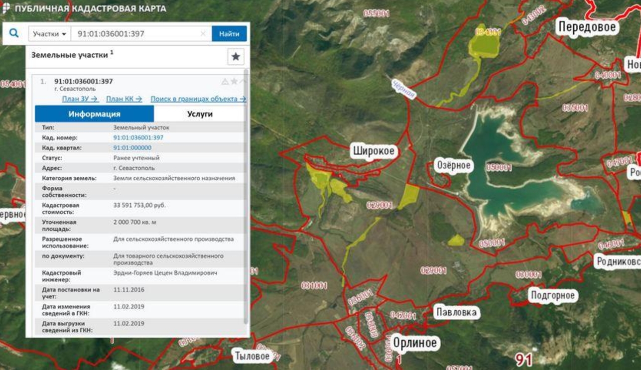 Украинская кадастровая карта крыма